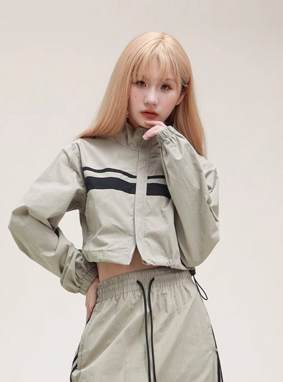 American Sportswear Crop Jacket Skirt Set-up