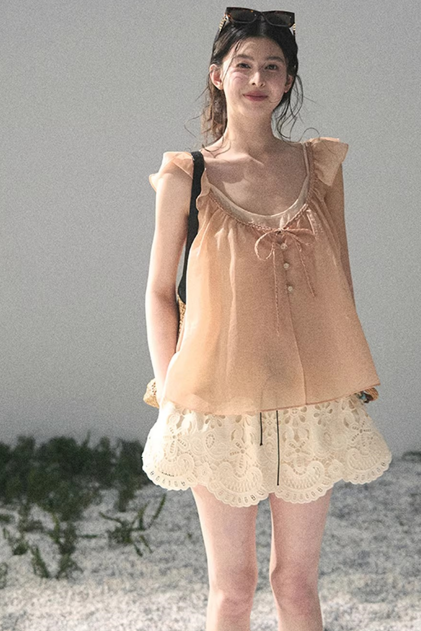 Floral Hollow-Out Puffy Skirt