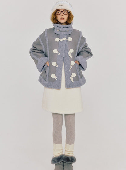 Blue Fur Horn Button Jacket