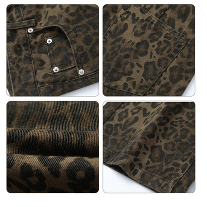 Maillard leopard print design casual jeans pant