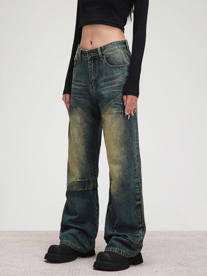 American Washed Distressed Straight Pants