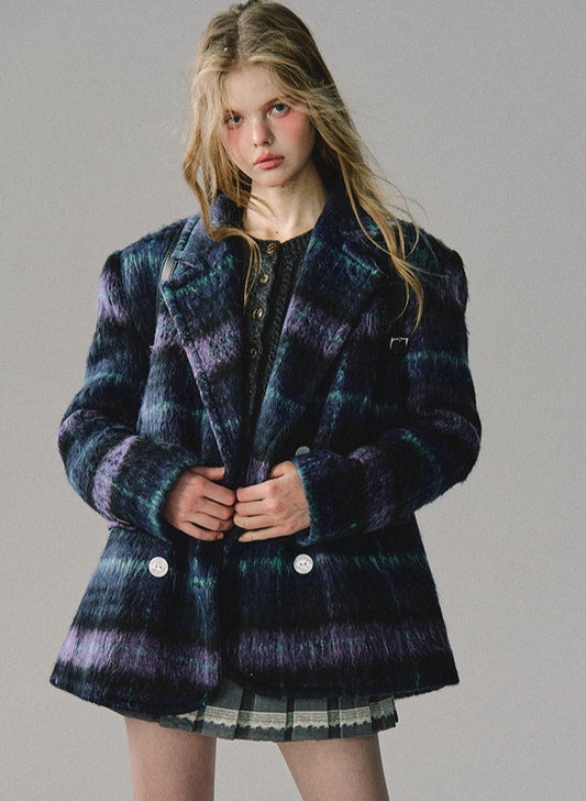 Violett Long Cropped Woll Coat Jacke