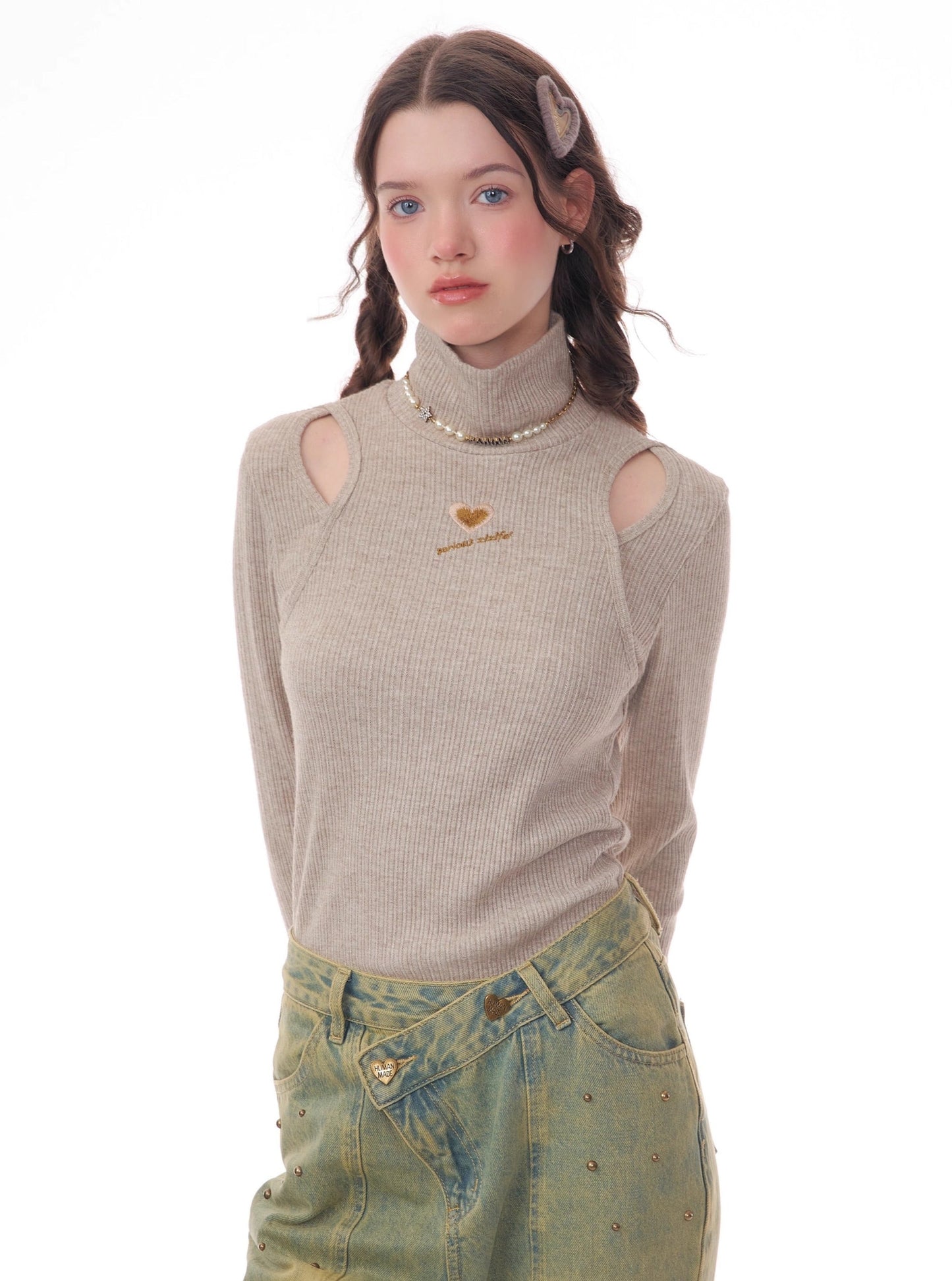 American Love Embroidery Slim  Sweater