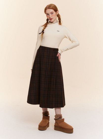 Retro Plaid High-waisted A-Line Umbrella Skirt