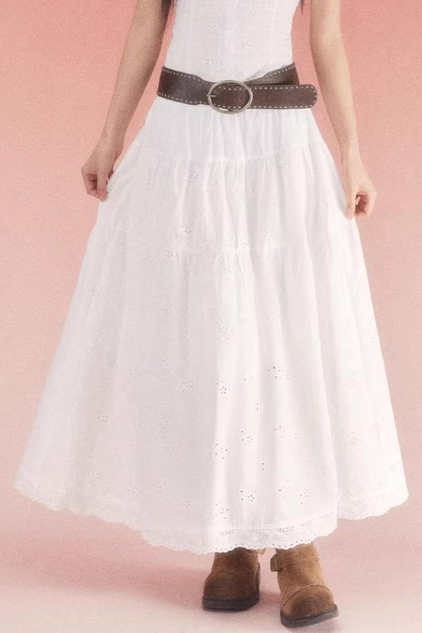 High-Waisted Jacquard A-Line Skirt