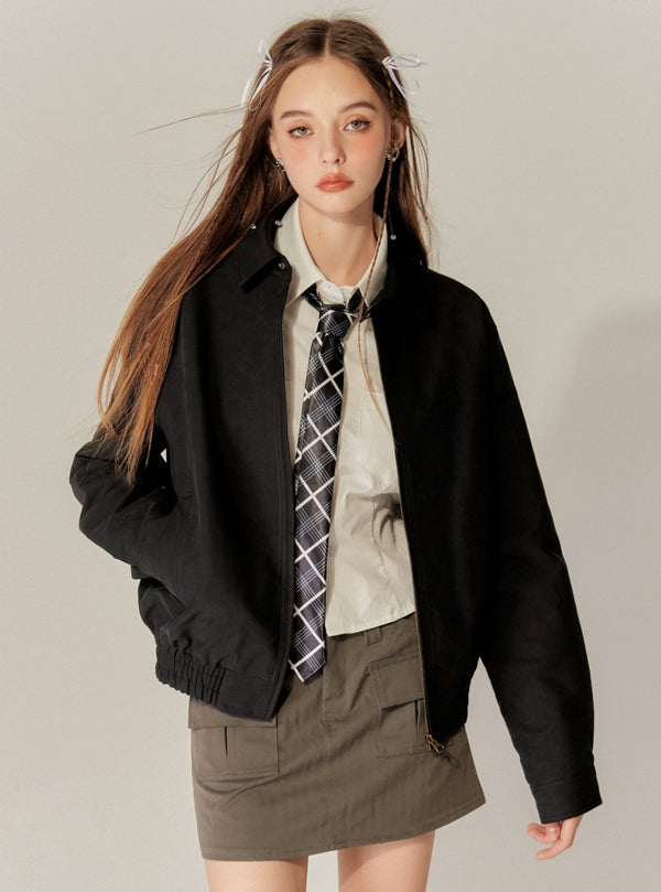 Retro Lapel Cropped Jacket