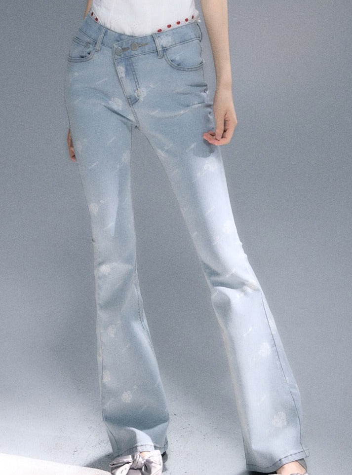Retro high-waist slim micro flared Jeans pants