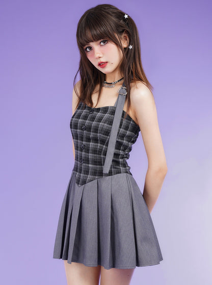 check suit dress two-piece set