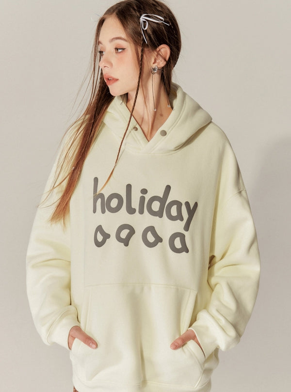 Vintage Suede Foam Print Hooded Tops