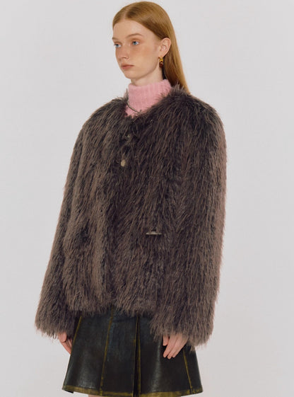 Loose eco-friendly fur box Jacket