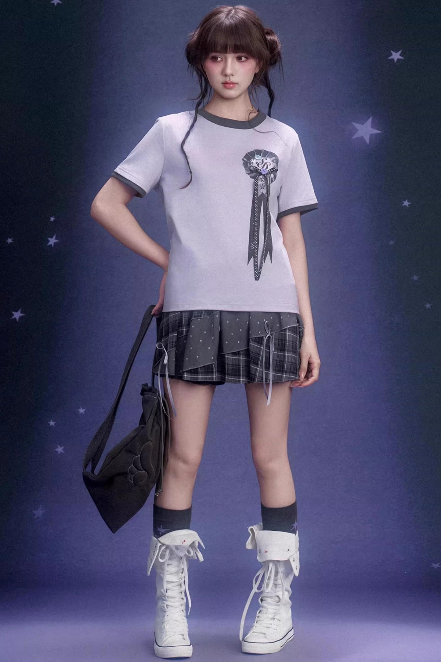 Gray Plaid Pumpkin Pants Skirt