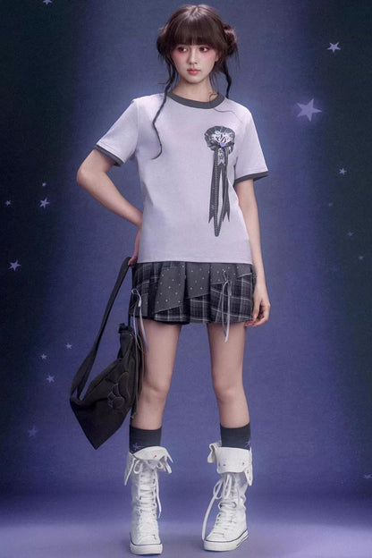 Gray Plaid Pumpkin Pants Skirt