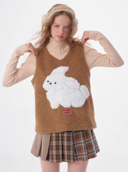 american retro rabbit sweater coat