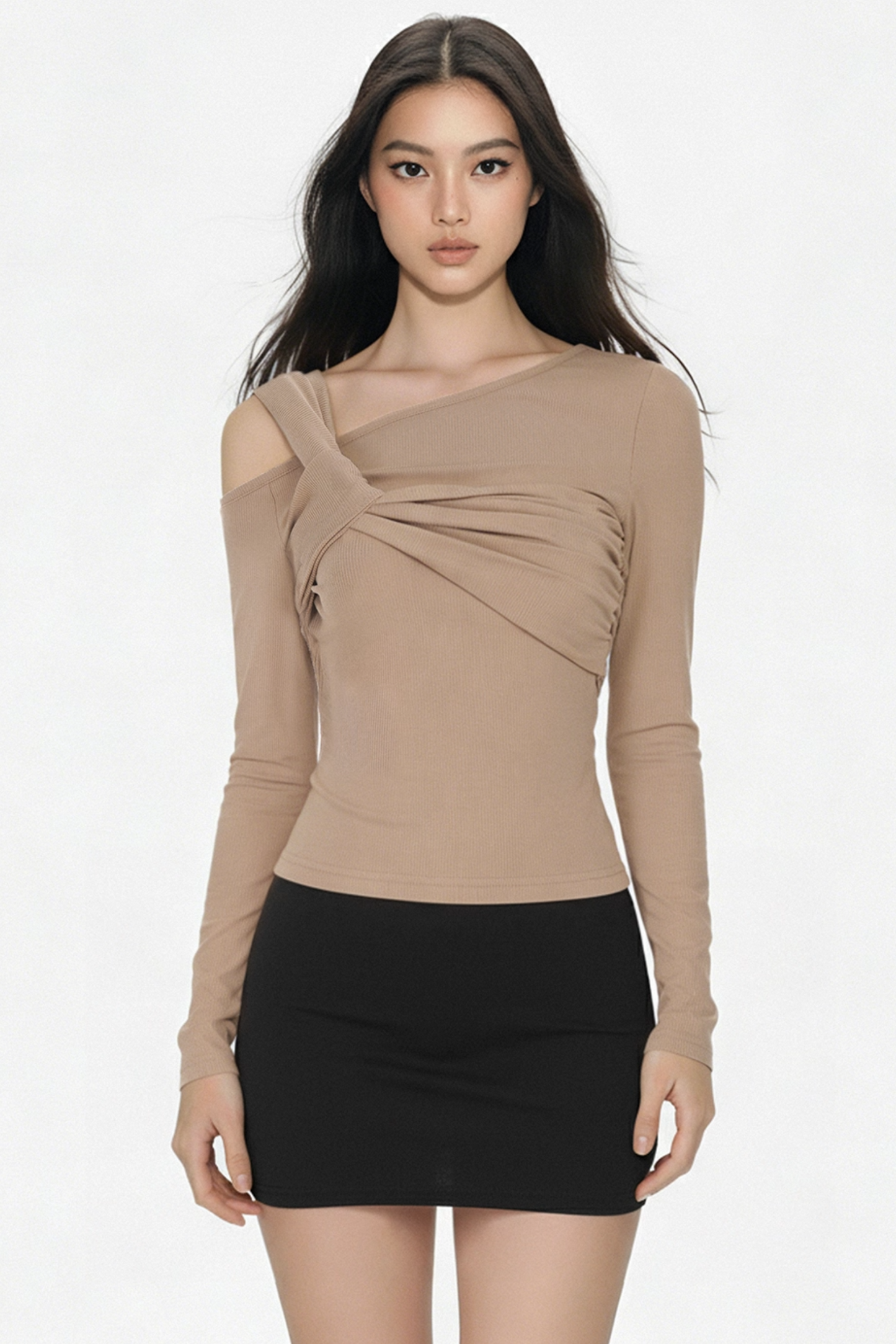 Asymmetrical Off-Shoulder Knitted Top