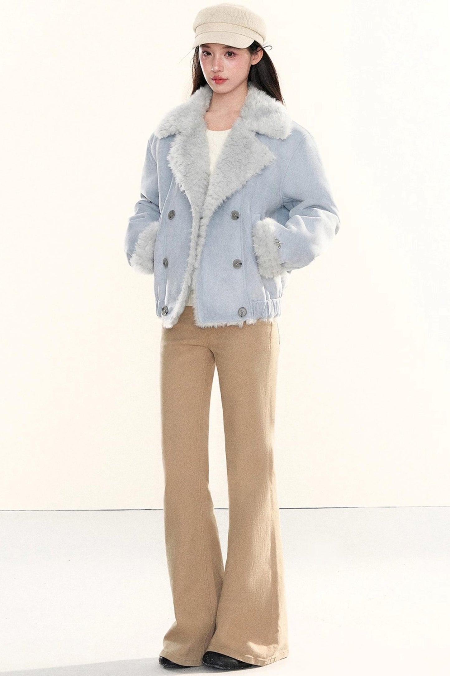 Washed Denim Flared Pants