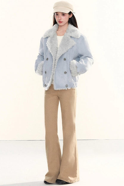 Washed Denim Flared Pants