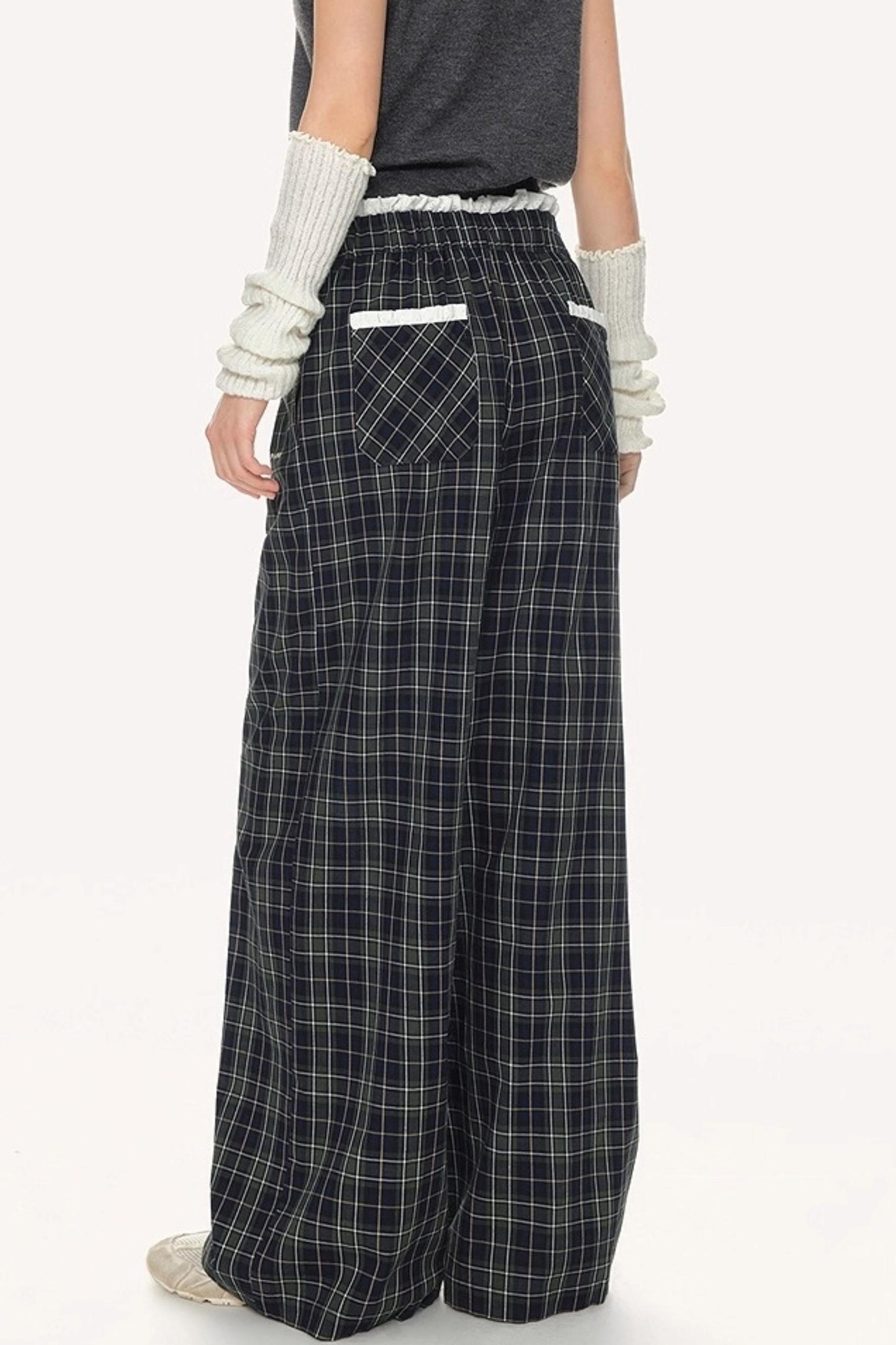Retro Check Drawstring Pants
