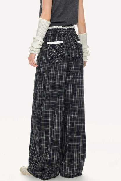 Retro Check Drawstring Pants