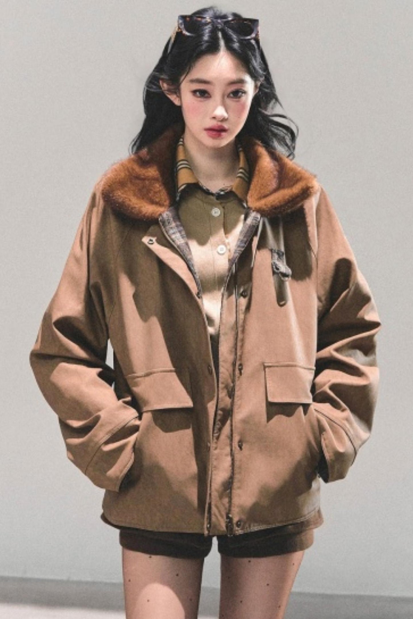 Fake Two Korean Long-Sleeve Knit Top