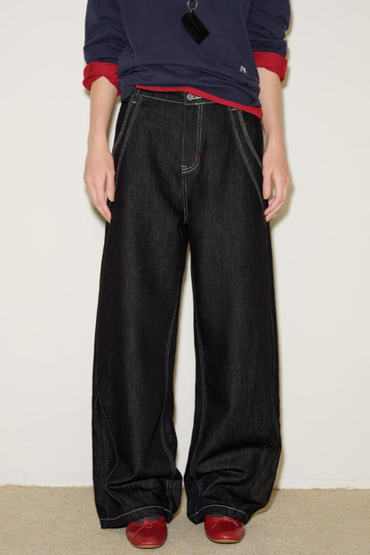 Retro Red Knot Denim Pants