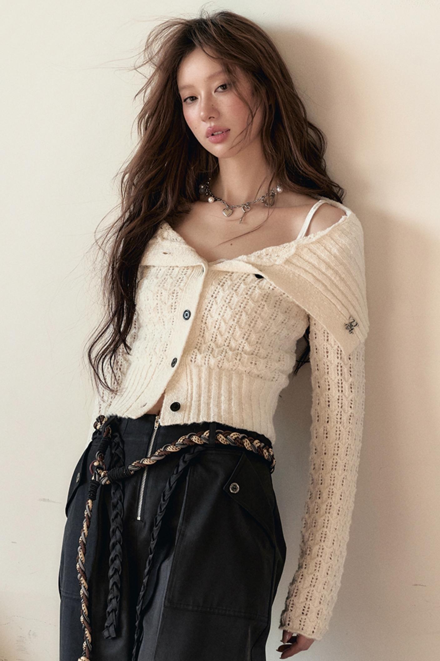 Cropped Wool Knit Sweater