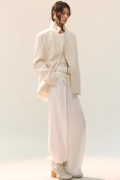 Double Pleated Wide-Leg Pants