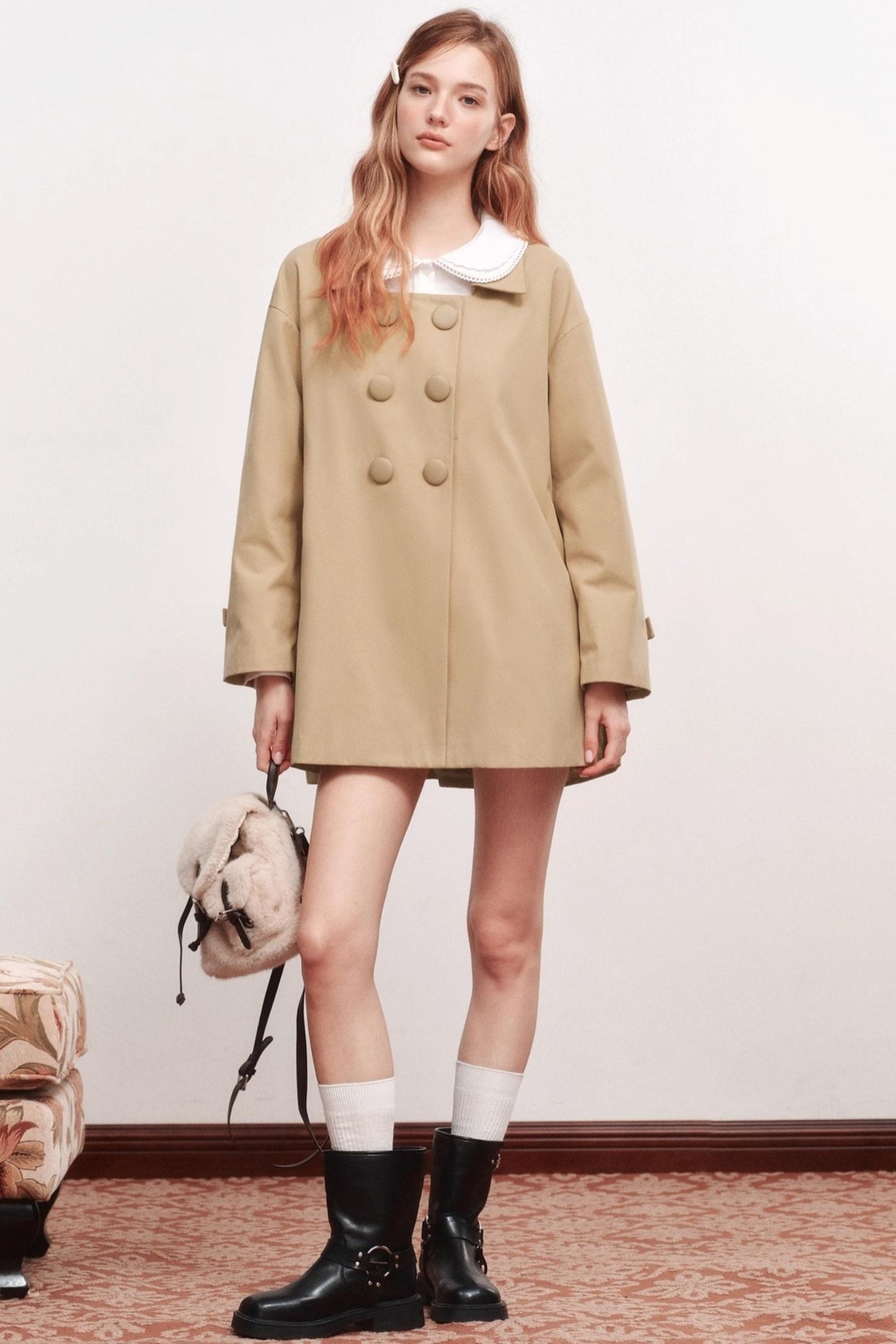 Square Bow Cape Coat