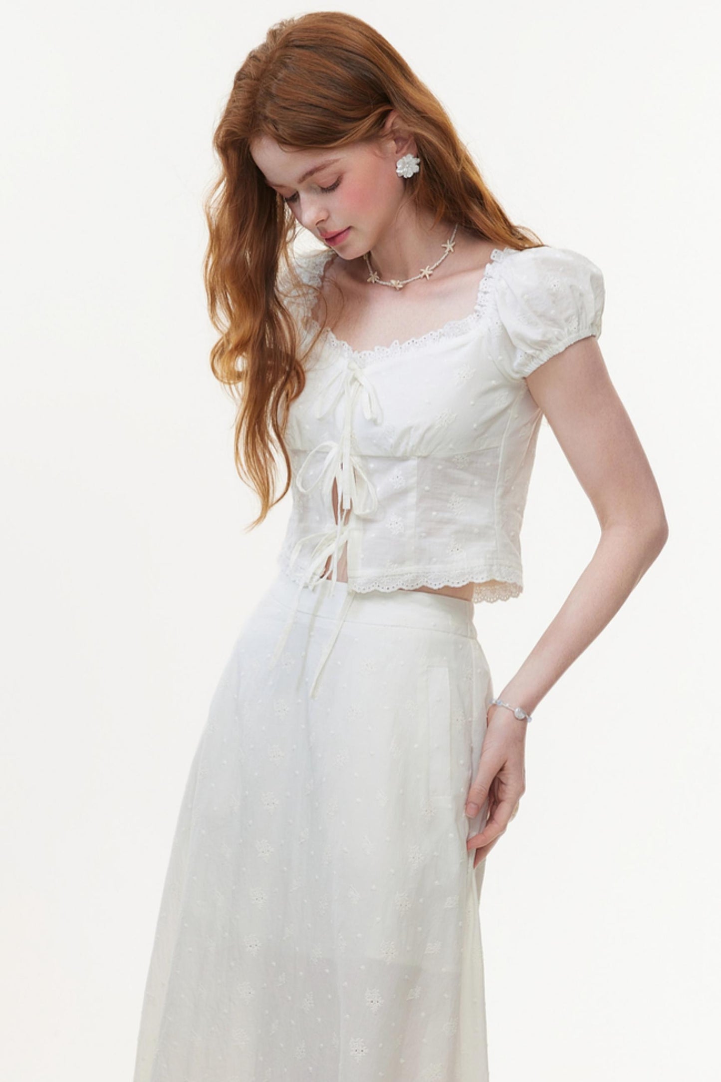 Skeleton Embroidered Two-Piece Skirt Set-Up