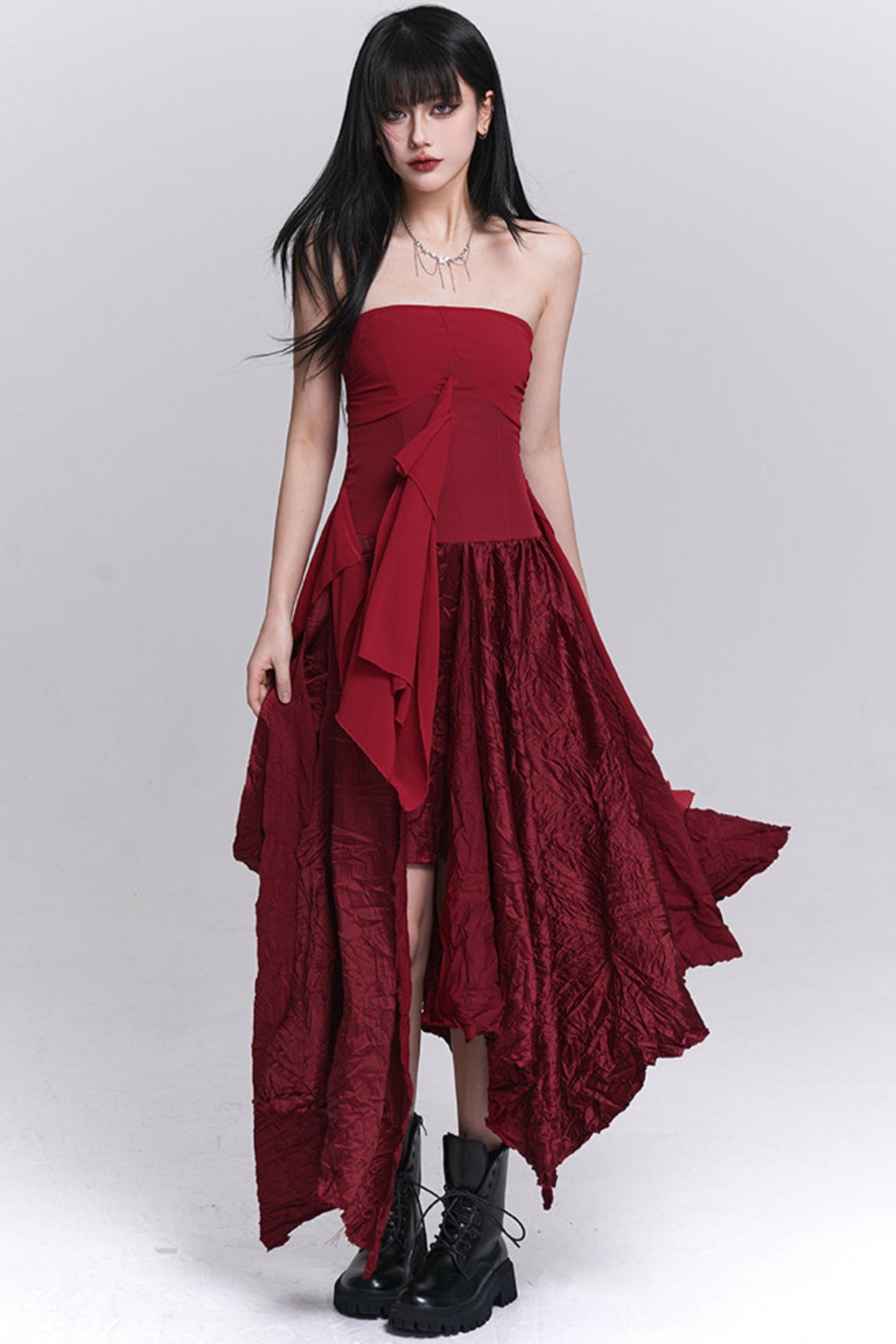 Irregular Red Tube Dress