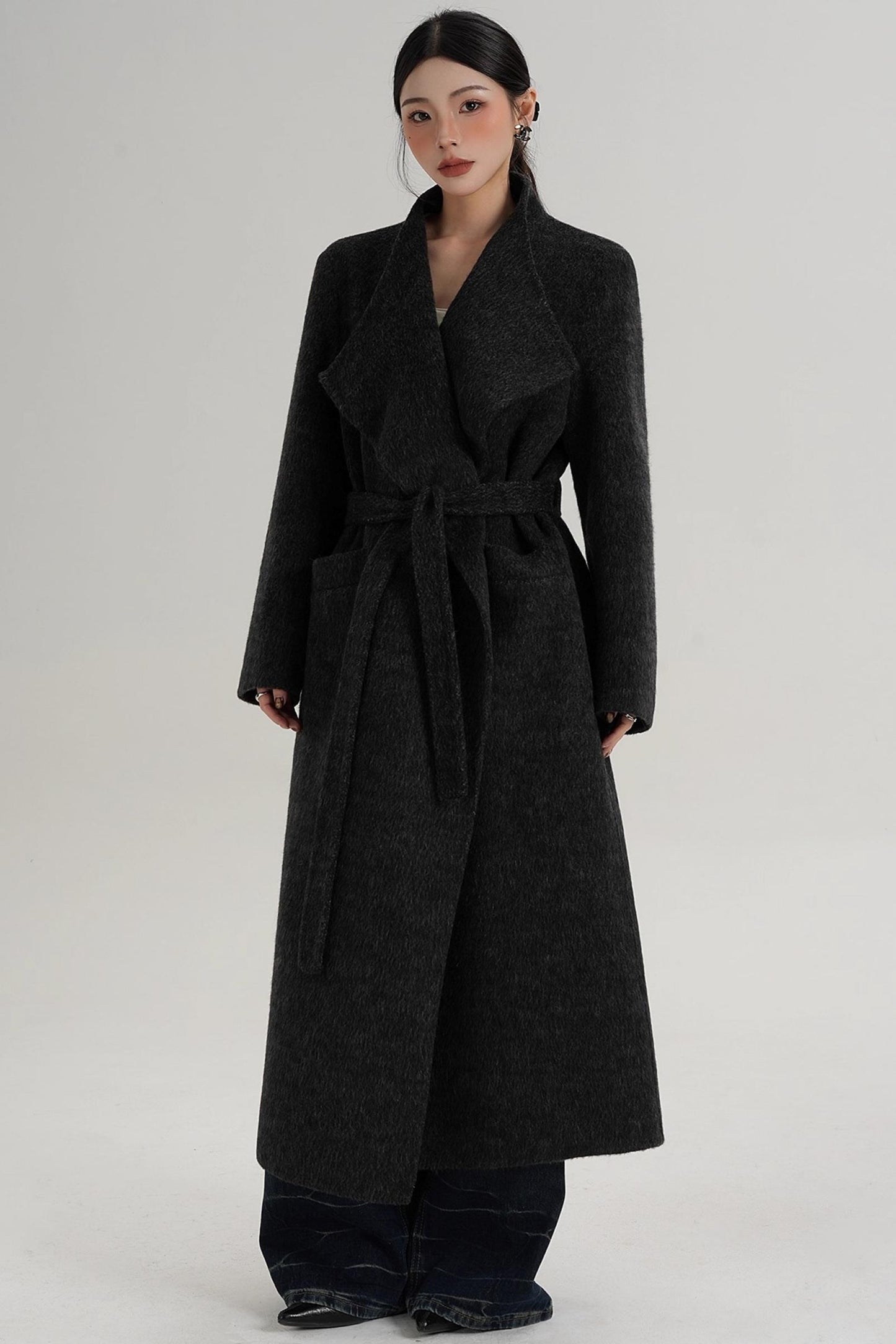 Charcoal Black Wool Coat