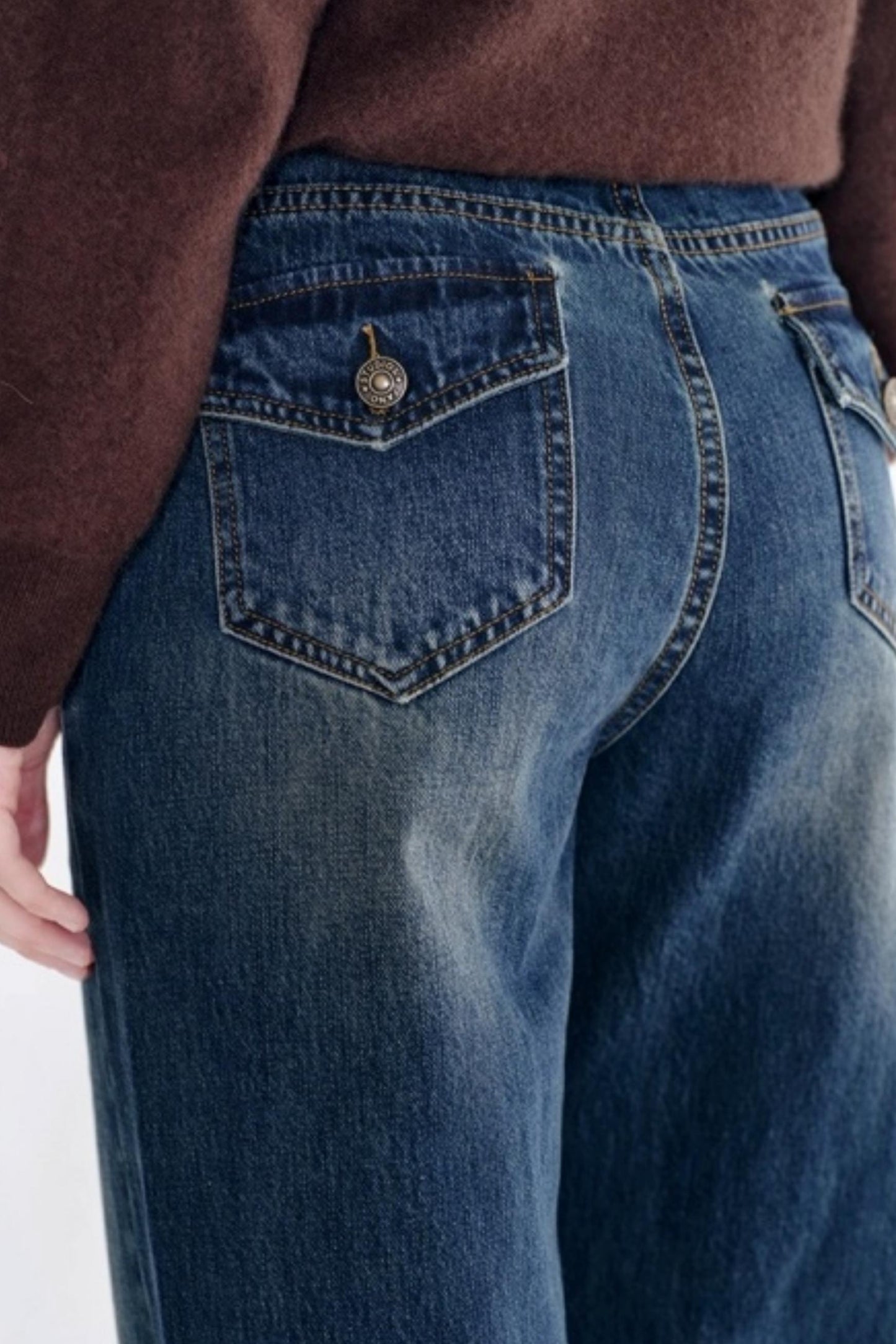 Detachable Plaid Shirt Waist Slimming Jeans