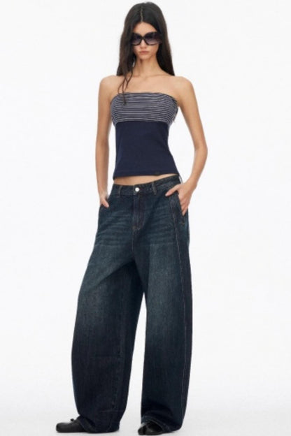 Distressed Cat Whiskers Straight Jeans