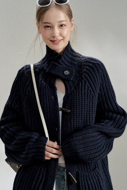 Lazy Black Knitted Cardigan