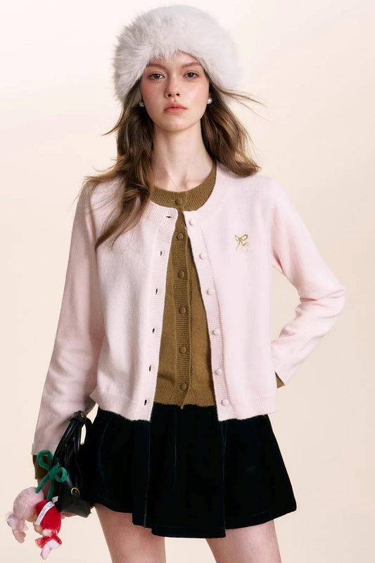 Wool Blend Color-Blocked Cardigan