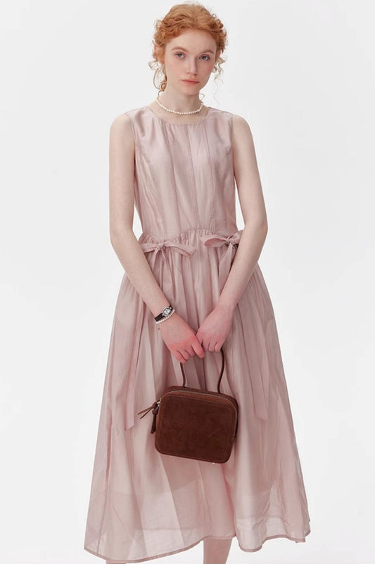 Pink And Blue Tencel A-Line Dress