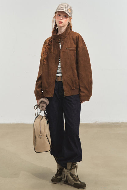 Vintage Suede Baseball Jacket