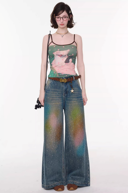 Gradient Rainbow Denim Pants