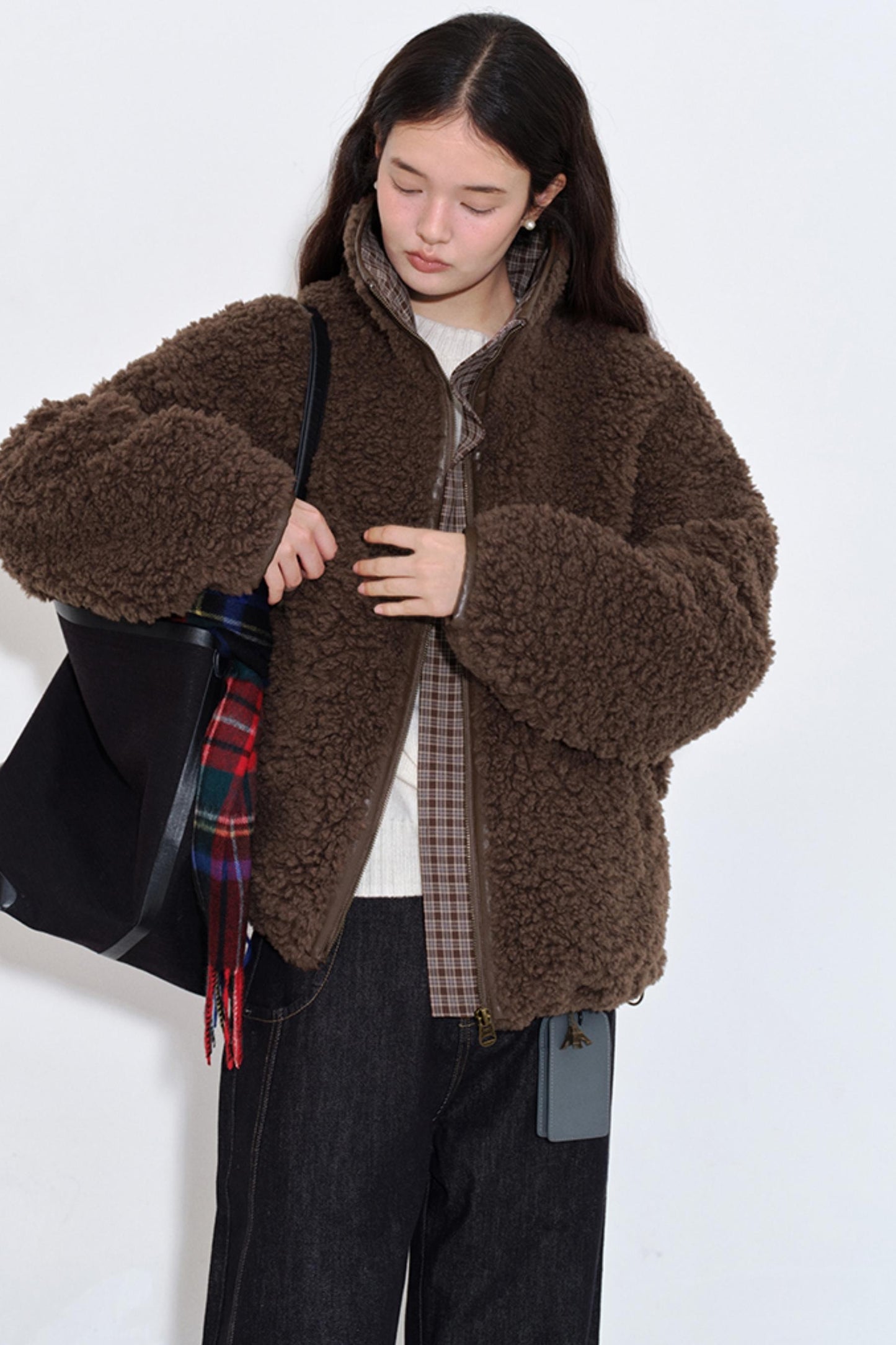Wool Plaid Patchwork Coat