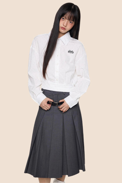 Striped Diamond Waist Lapel Shirt