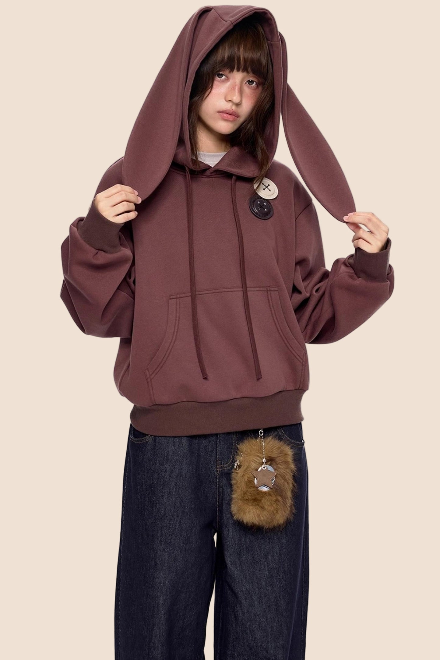 Retro Rabbit Drawstring Hoodie