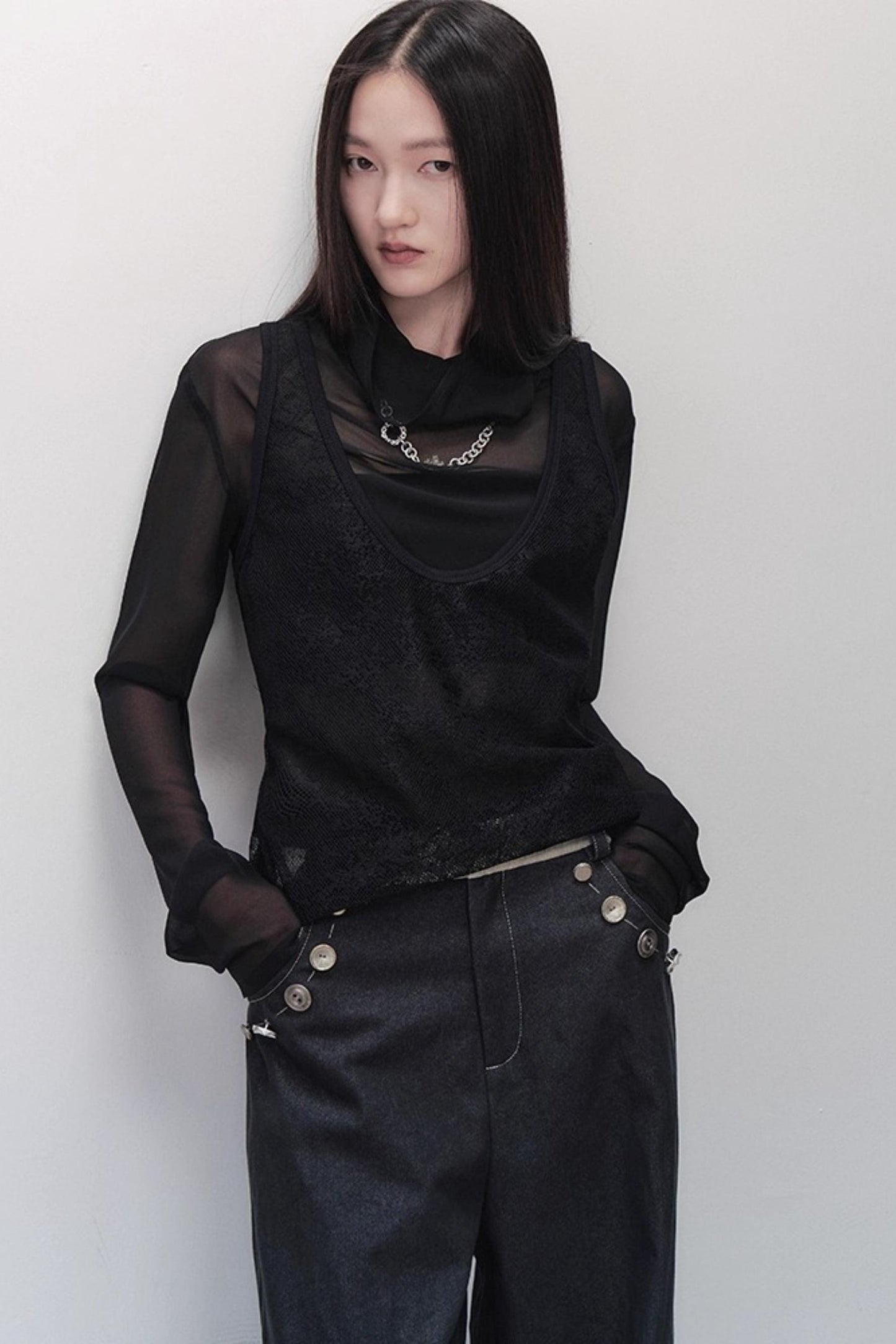 Sparse Shadow Lace Top