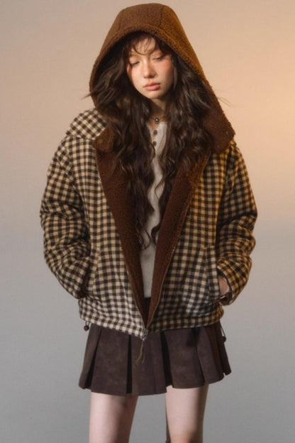 Reversible Plaid Patchwork Fleece Jacket