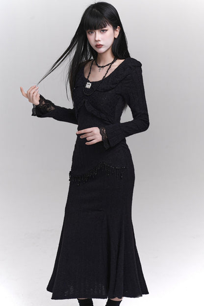 Long Black Knit Dress