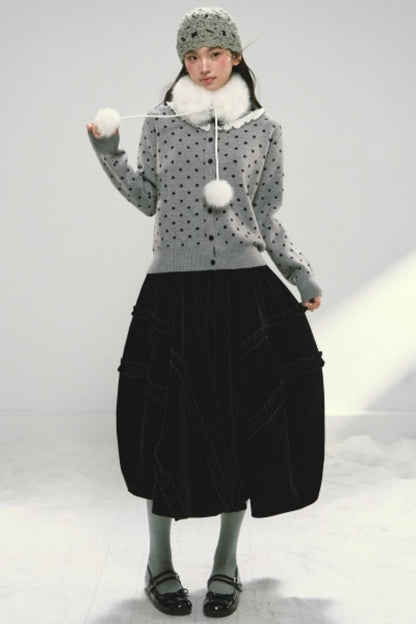 Lace Collar Polka Dot Cardigan