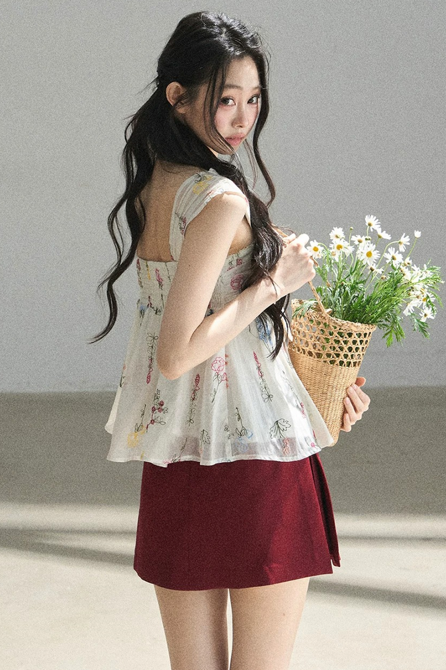 Embroidered Chiffon Summer Top