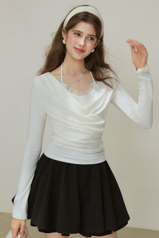 White Wool Blend Top