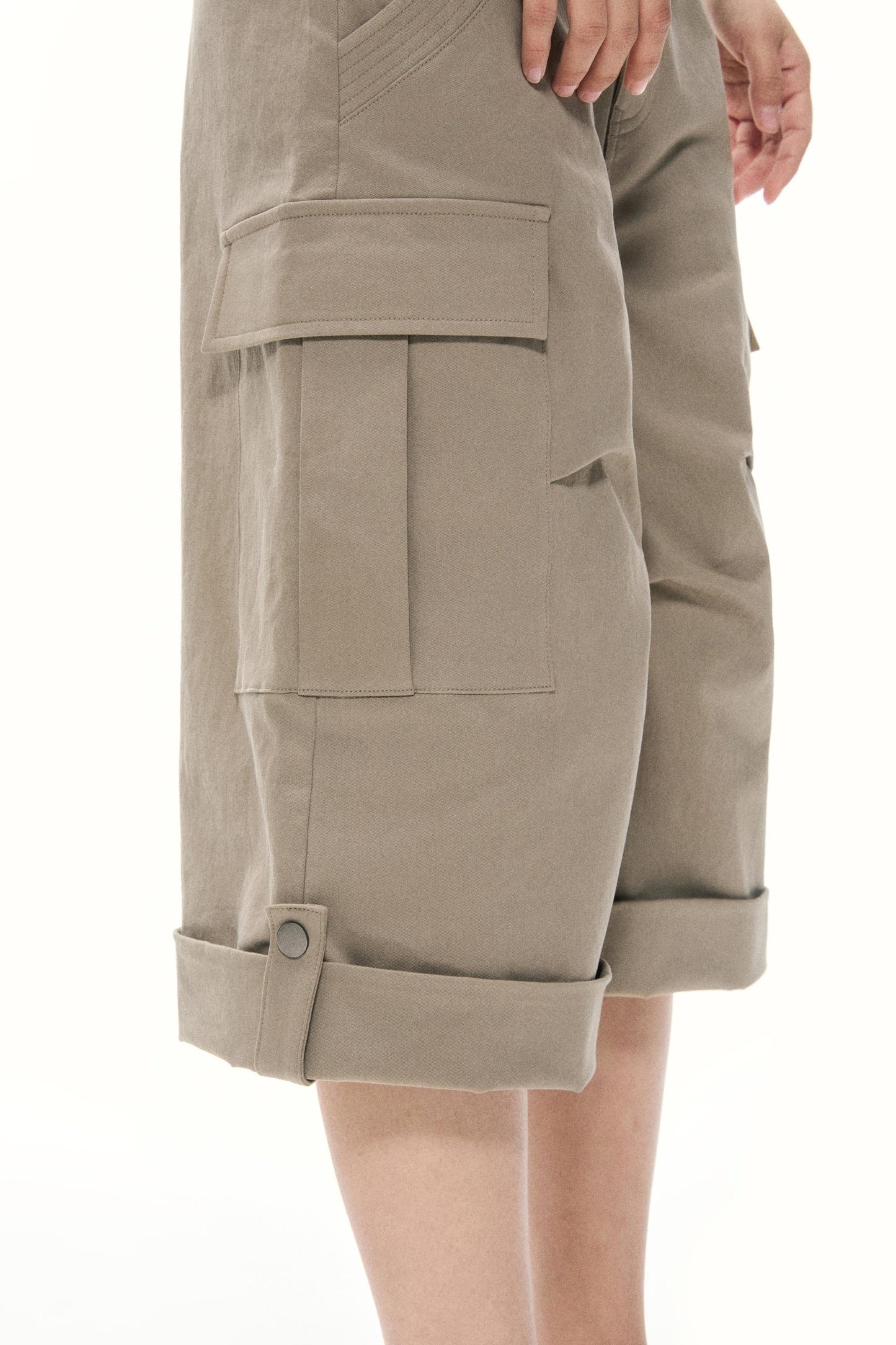 Khaki Wide-Leg Work Pants