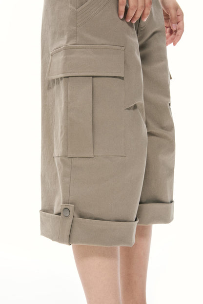 Khaki Wide-Leg Work Pants