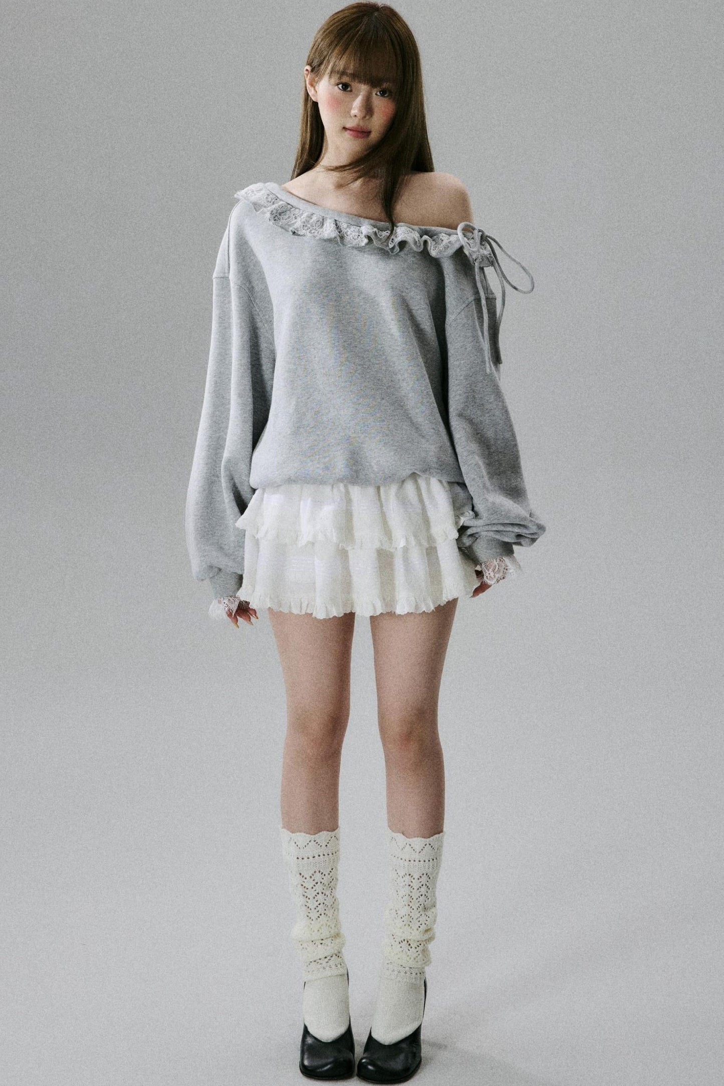 Lace-Trimmed Sweatshirt