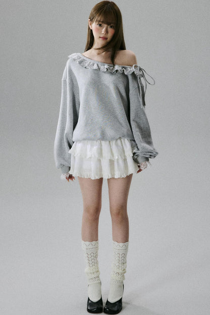 Lace-Trimmed Sweatshirt